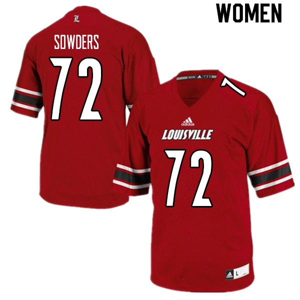 Women #72 Emmanual Sowders Louisville Cardinals College Football Jerseys Sale-Red - Click Image to Close